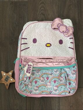 NWT Hello Kitty Pink & Mint Sequin Face Kids Backpack with Rainbows